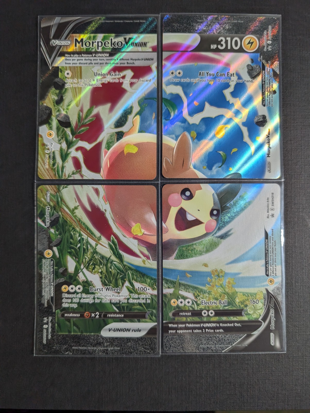 Morpeko V-Union 4-Card Set Pokemon TCG SWSH215-218 Holo Promo - NM