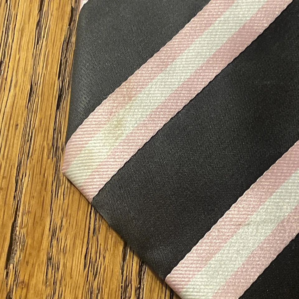 Corbata gruesa de microfibra de cachemira a rayas versículo 9 usada en excelente estado para hombre Foto 3 de 4