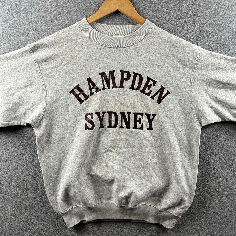 Sudadera De Colección Hampden Sydney Adulto XL Gris Universitario Cuello Redondo Años 90 Hecha en EE. UU. Foto 2 de 4