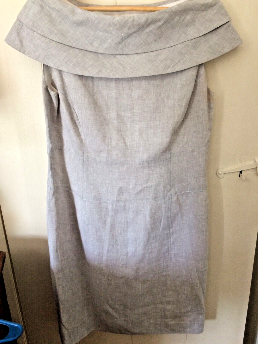 knee length dresses for ladies Women's Linen Maxi 3/4 Sleeve Round Neck Dress in Soot Grey – The Natural  Fibre Shop main image 0