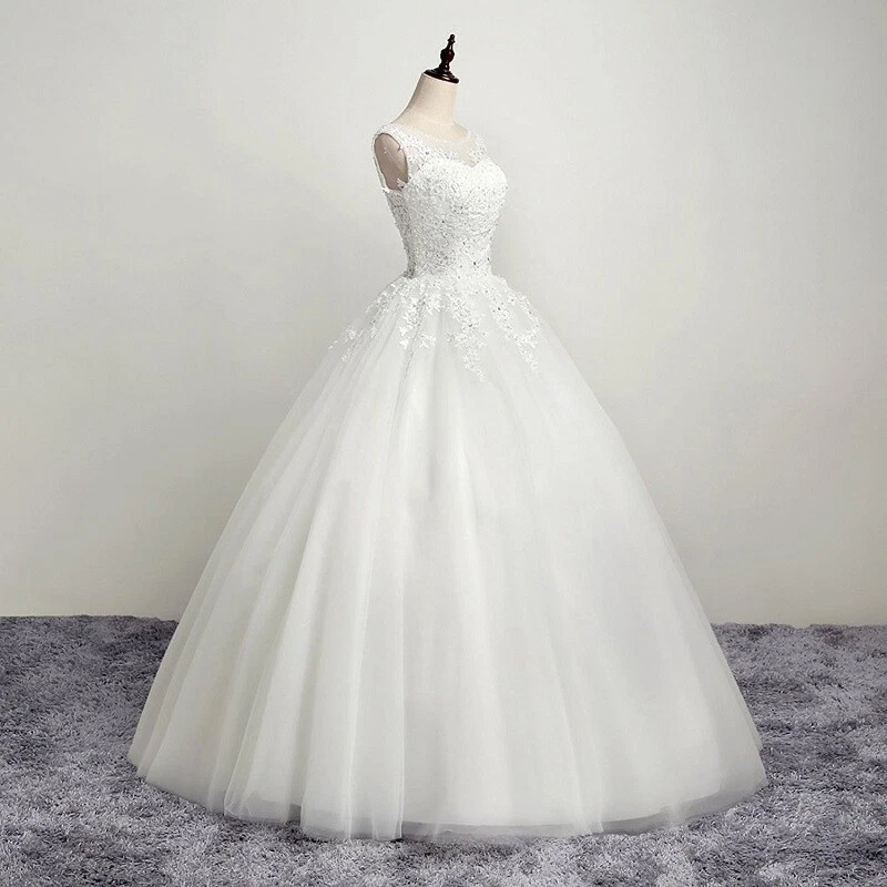 OFF WHITE Abito da sposa sposa spalle scoperte scollo a V spalle scoperte abito da sera principessa