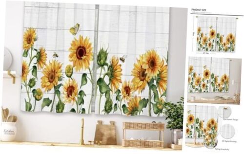 Farmhouse Sunflower Kitchen Curtains Yellow Floral Flower Country Rustic Small