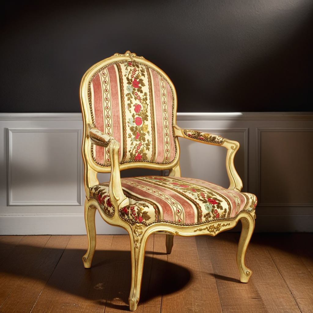 Antica sedia imbottita con braccioli poltrona poltroncina