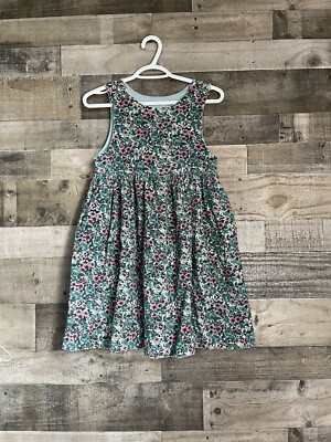 Vtg 90s Handmade Dress Corduroy Floral Girls M L Pinafore Jumper Cottage Core