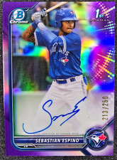 2022 Bowman Chrome 1st Purple Refractor Auto /250 Sebastian Espino #CPA-SE