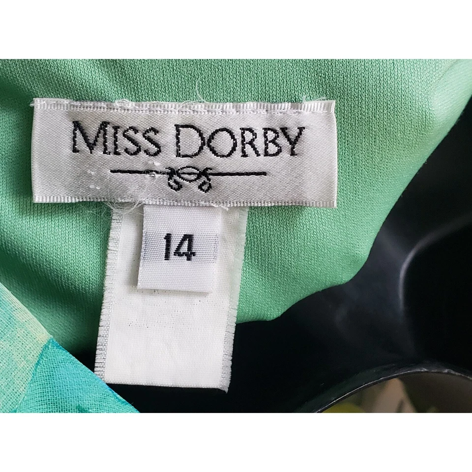 Miss Dorby Long Maxi Dress Womens Size 14 Green Floral Lined Short Sleeve V Neck - Image 3 of 4