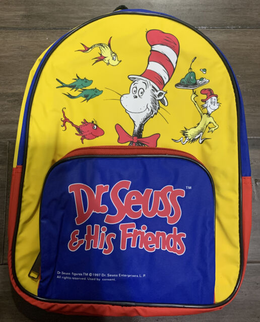 Vintage Dr. Suess & His Friends Kids Backpack Bookbag 1997 Books Reading New