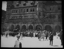 Magic Lantern Slide CROWD OUTSIDE RATHAUS ROTHENBERG C1923 PHOTO GERMANY