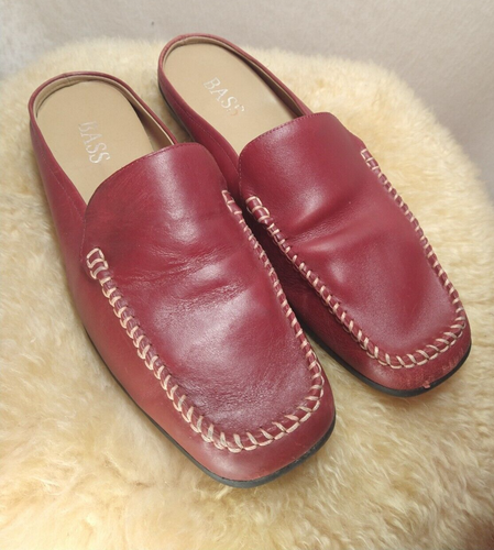 G.H. BASS CO. WOMANS MULE FLATS SLIP-ON LEATHER LOAFERS SIZE 11 M RED - NICE! - Picture 11 of 14