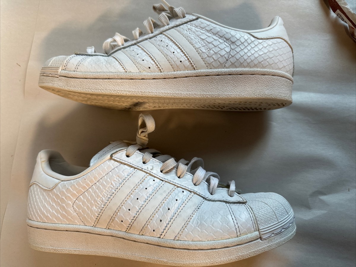 Adidas Superstar S76148 Women's Sz 8.5 Triple White Snake Print Leather  Sneakers | eBay