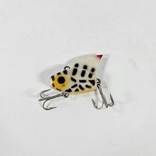 Vintage Lazy Ike Sail Shark Fishing Lure Bait White With Black Spots Dorsal Fin