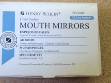 Dental  Mouth Mirror Cone Socket #4 front surface , Henry Schein 12/Box 1042350
