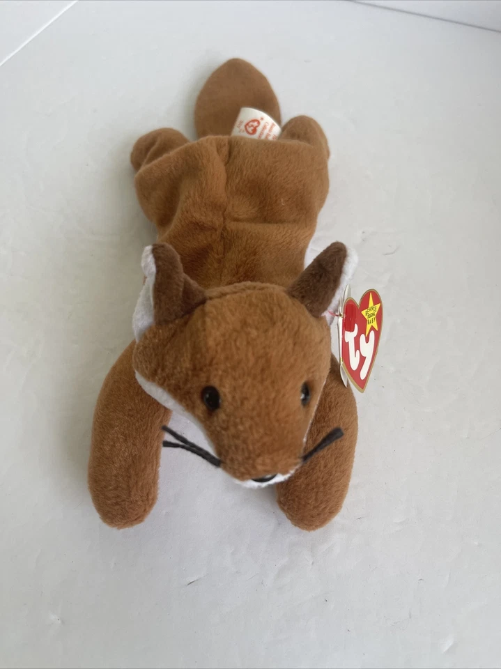 Beanie Baby Sly the Fox. Retirado. Pellets de PVC 1996, errores de etiqueta. 5ª Generación Foto 3 de 4