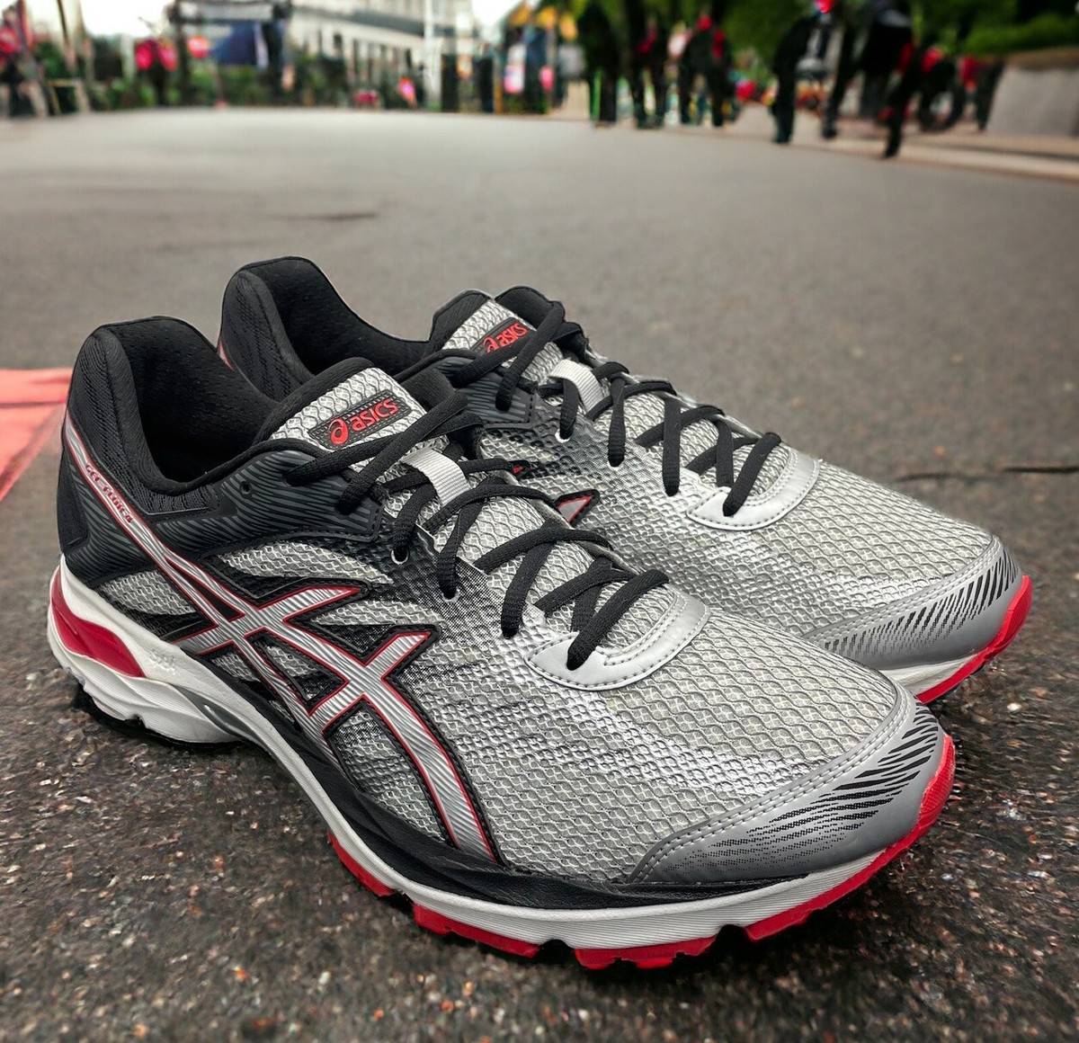Asics Gel Flux Gray Silver Red Running Race Shoes Mens 15  display picture 1