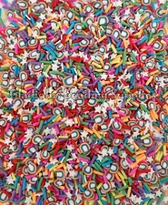 10 Grams Rainbow Sprinkles Clay Slices, Non Edible Sprinkle Mix, Polymer Clay