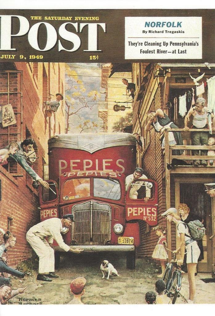 Norman Rockwell Postcard Roadblock Saturday Evening Post July 9