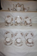 10238x Vintage Gainsborough China tea set & Tea Pot Brown Leaves Immaculate