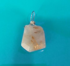RUTILATED QUARTZ Pendant Natural Quartz Magnifies Energy Beige Brown EXCELLENT