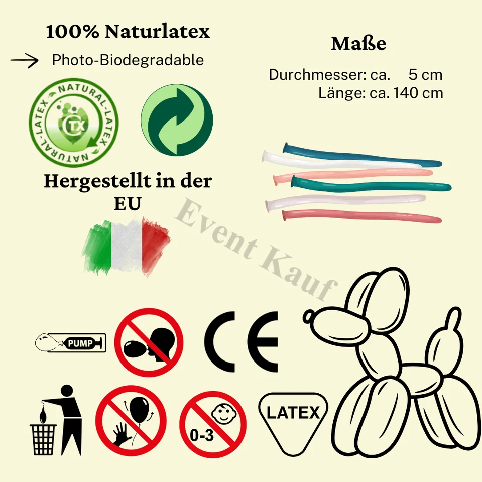 Modellierballons Naturlatex | 5 cm - Farbauswahl - Bild 2 von 3