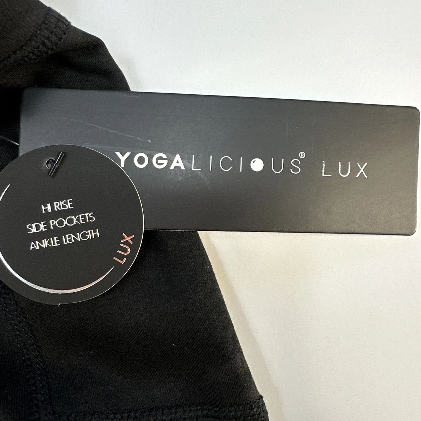 yogalicious lux high rise side pockets ankle camo pants