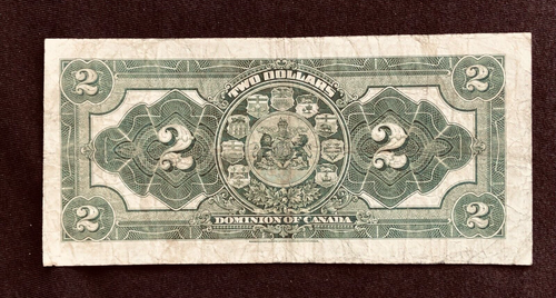 BANKNOTE DOMINION OF CANADA 1914 $2 TWO DOLLARS #096588-J - Picture 4 of 6