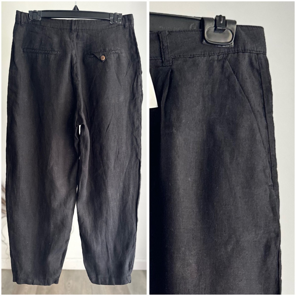 ち*読様 PWA LINEN MIX DENIM TROUSERS ブラック　S c585dae070fcdcef278bd37b8d4e62