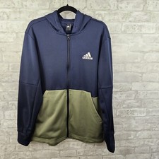 Adidas Men's Navy/Green Game  Go Colorblock FZ Hoodie Size Medium
