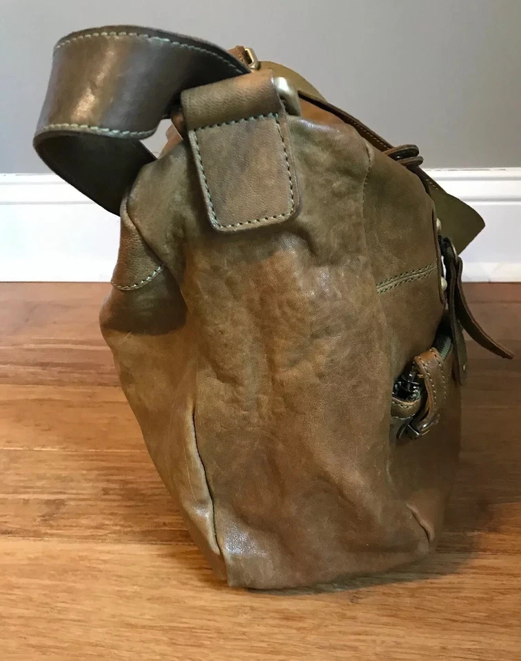 Bolso de mano con correa de hebilla ajustable Hobo de cuero marrón azul chocolate Foto 4 de 4