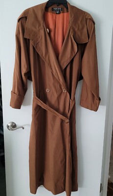 SEARLE BLATT STUDIO Trench Coat Women s 10 Camel Brown Maxi Full Length 