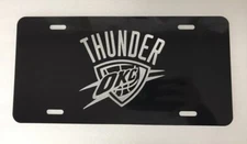 Oklahoma City Thunder Logo Car Tag Diamond Etch on Aluminum License Plate