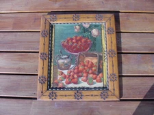 Antique Framed Under Glass Strawberry Still Life Print