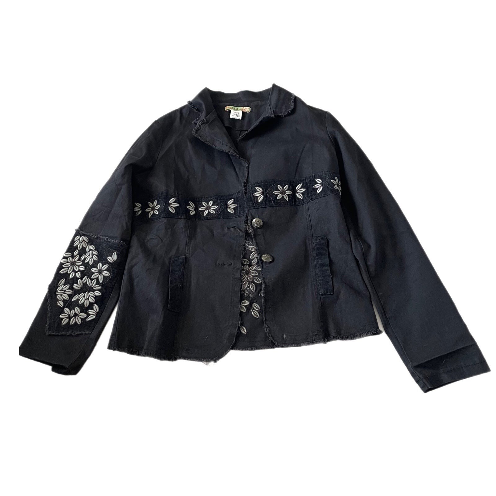 Patch 22 black embroidered jacket size large - image 1
