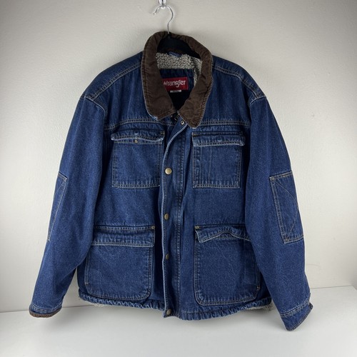 Vintage Wrangler Jacket Men’s 3XL Denim Sherpa Lined Chore Coat Barn