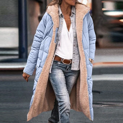 Damen Winter Lange Mäntel Trendy Jacke Sherpa Fleece Gefüttert Daunenmantel - Bild 76 von 97