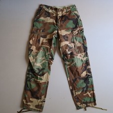 Vtg Camo Cargo Pant Baggy Small Cotton Army Camouflage Military Combat Ripstop