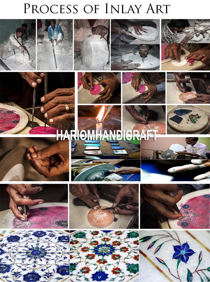 4'x2' Exclusive Obsidian With Gold Table Random Art Inlay Room Mosaic Decor E266 - Image 2 of 4