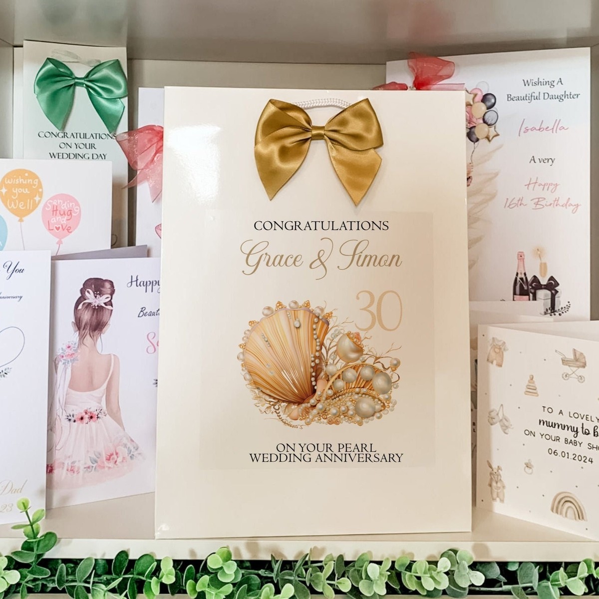 Personalised Pearl Wedding Anniversary Gift Bag, 30th Anniversary