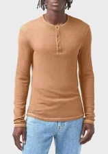 BUFFALO BY David Bitton Thrush Brown Tan Slim Fit Thermal Pullover Shirt NEW 2XL