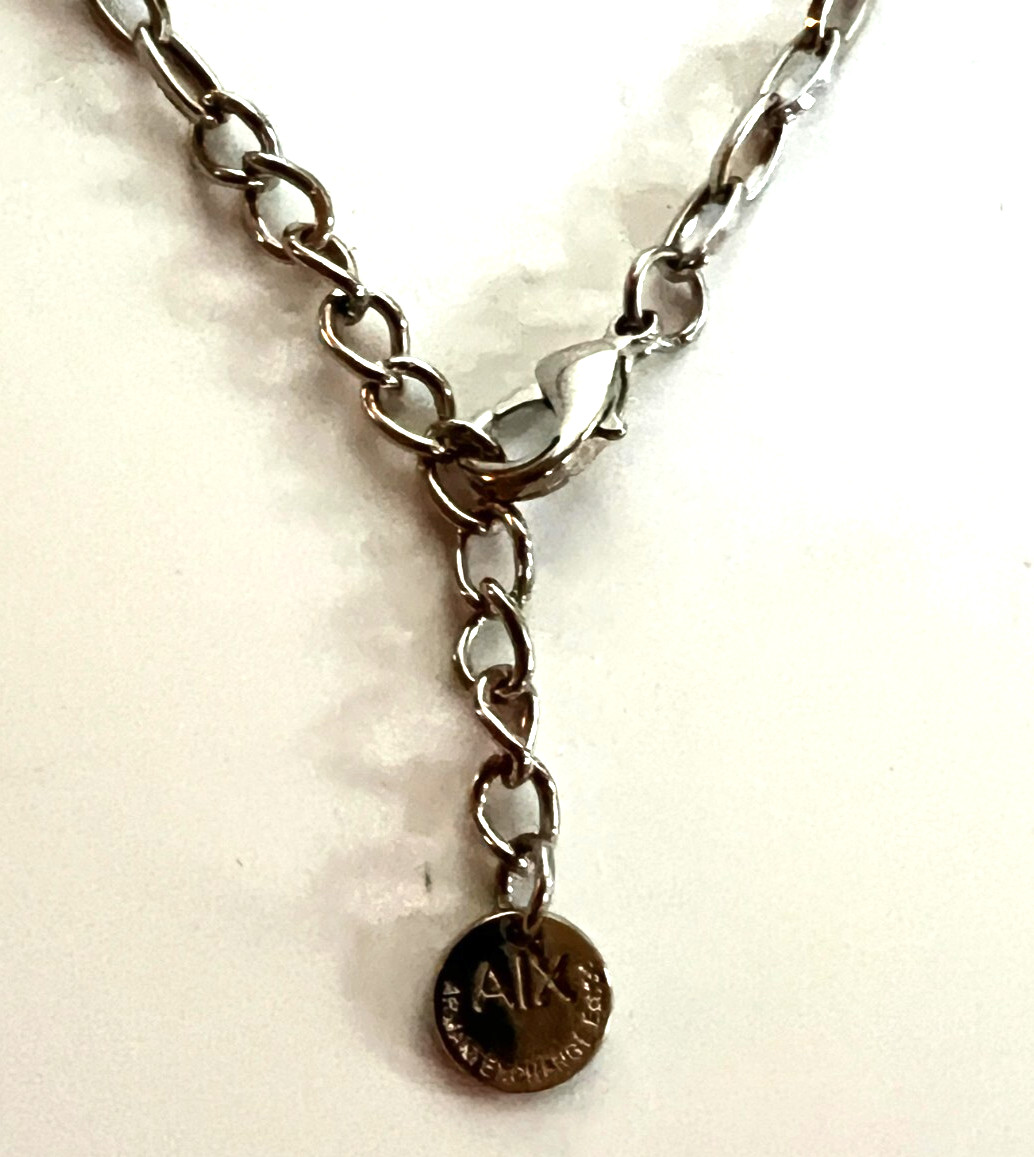 ARMANI EXCHANGE AIX Men's Mixed Materials Dog Tag Chain Necklace, 28" BNWT