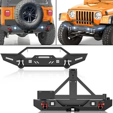 Rear Or Front Bumper W/ Spare Tire Carrier For 1987-2006 Jeep Wrangler TJ LJ YJ