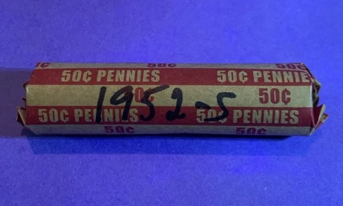 1952 S    Lincoln Wheat Penny Roll 50 Coins   G-VF