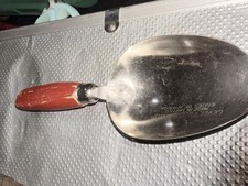 Vintage Metal Scoop with Red Wooden Handle Ov...