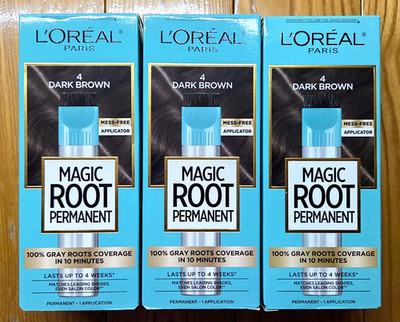 3 X LOREAL PARIS 4 DARK BROWN MAGIC ROOT PERMANENT
