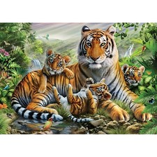 DAERLE Kit per pittura con diamanti Tigre e cuccioli 5D Diamond Painting Kit 