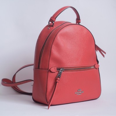 COACH 2020 Jordyn Bright Coral Crossgrain Leather Small Backpack Bag - 76624