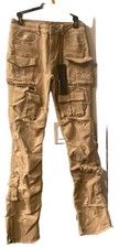 Rockstar Original Gentry Beige Stacked Flare Jeans Boys 16 Distressed Cargo 150