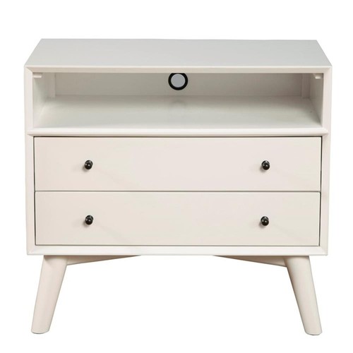Home Square 2 Piece Set with Large Nightstand and Queen Panel Bed in White - Picture 8 of 13