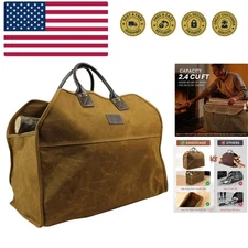 Multi-Functional Large Canvas Log Carrier Tote for Fire Pit & Camping Essentials