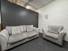 Sofa and Armchair Set Grey, 3-Seater, SCS With Metal Trim