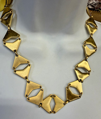 Ann Taylor Necklace Collar Chevron Link Flat Matte Goldtone 20 inches